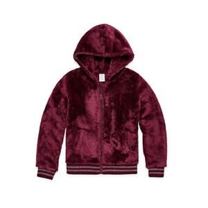 Arizona Wild Cherry Red Wobbie Zip Up Girls’ Plush Hoodie Jacket Size XS 6/6X